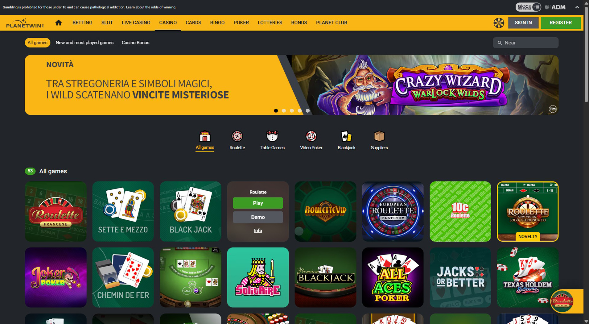 9. Planetwin365- Facile configurazione del casinò Zimpler